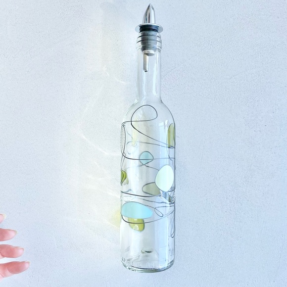 New handmade painted glass enamel oil bottle kitchen dining - Picture 7 of 9